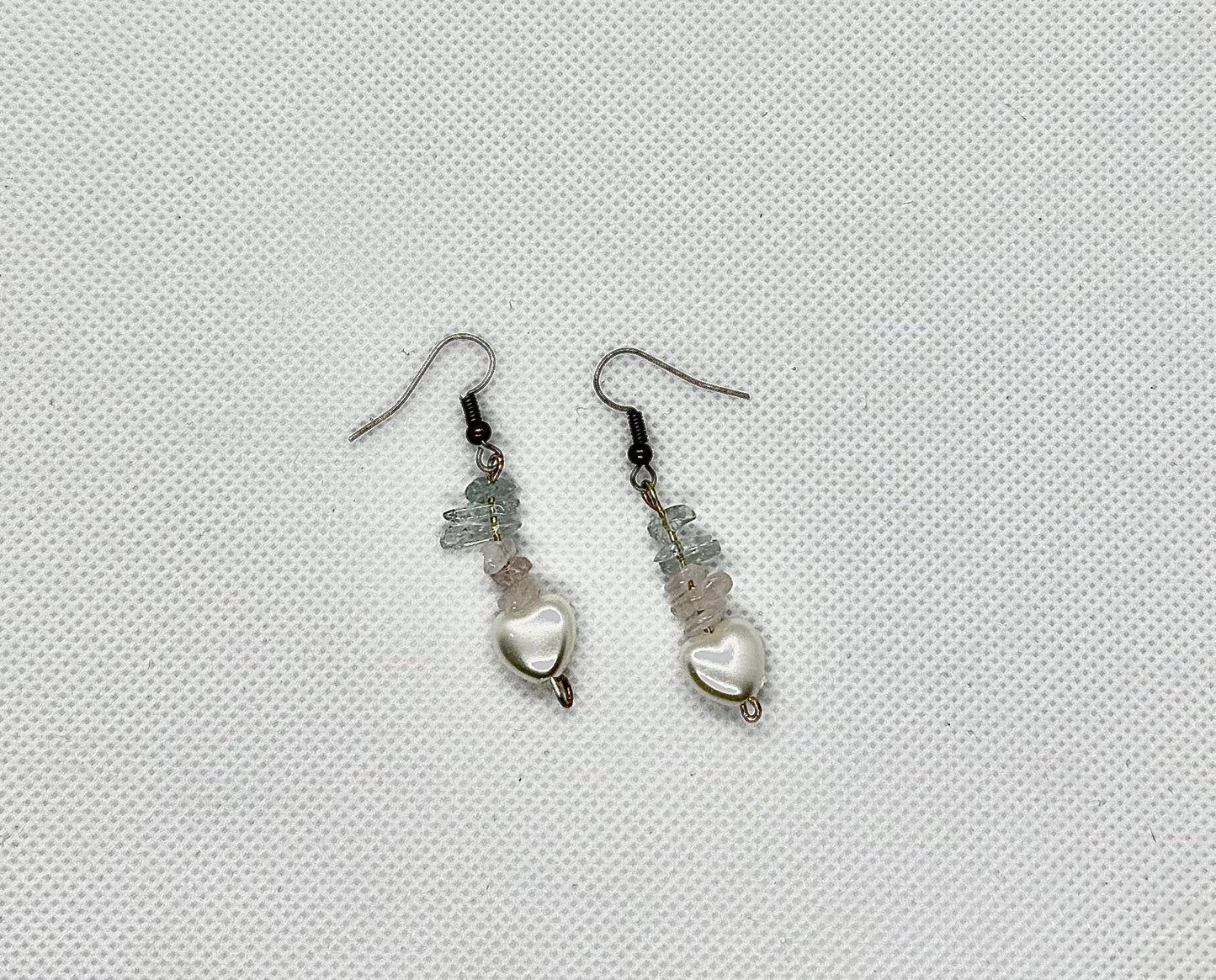 crystal chip earrings w/ heart