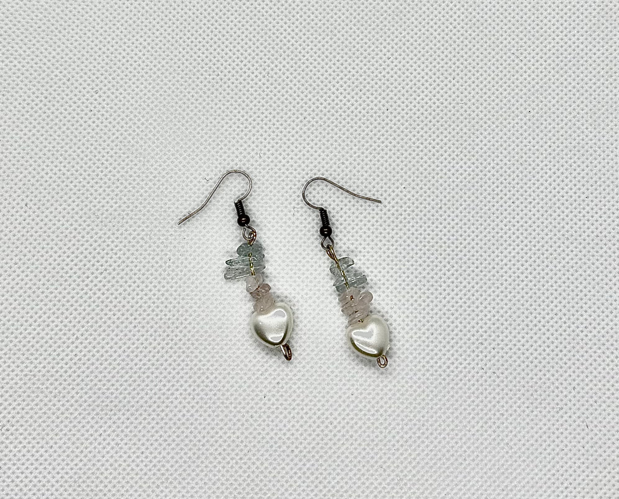 crystal chip earrings w/ heart
